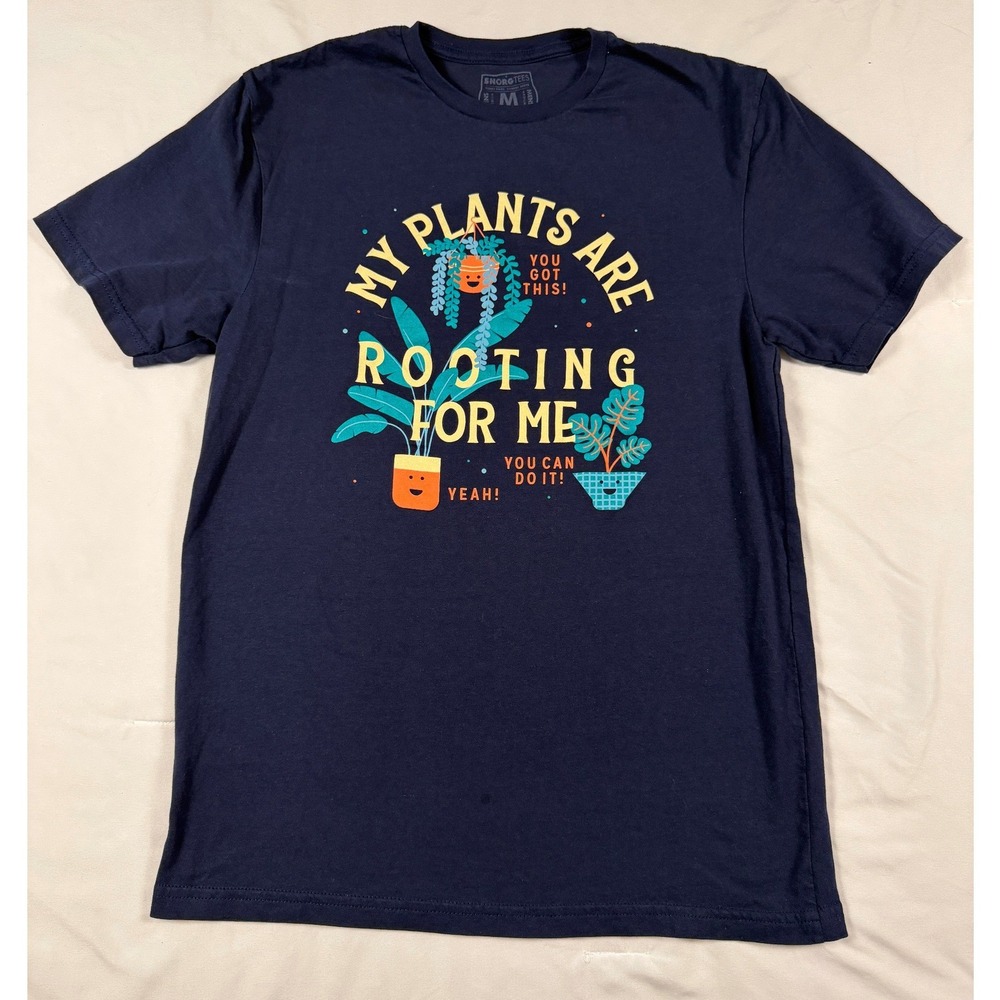 SnorgTees Mens My Plants Are Rooting For Me Graphic‎ T-Shirt Navy Blue Medium